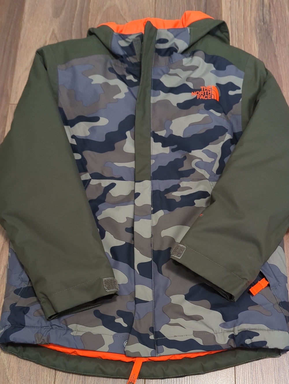 The North Face Kids Camo Green & Orange Hooded Jacket